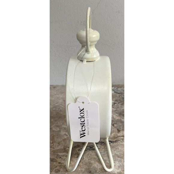 Westclox Nautical White Metal Table Clock Battery Operated 9" X 5" Coastal Decor - Picture 7 of 9